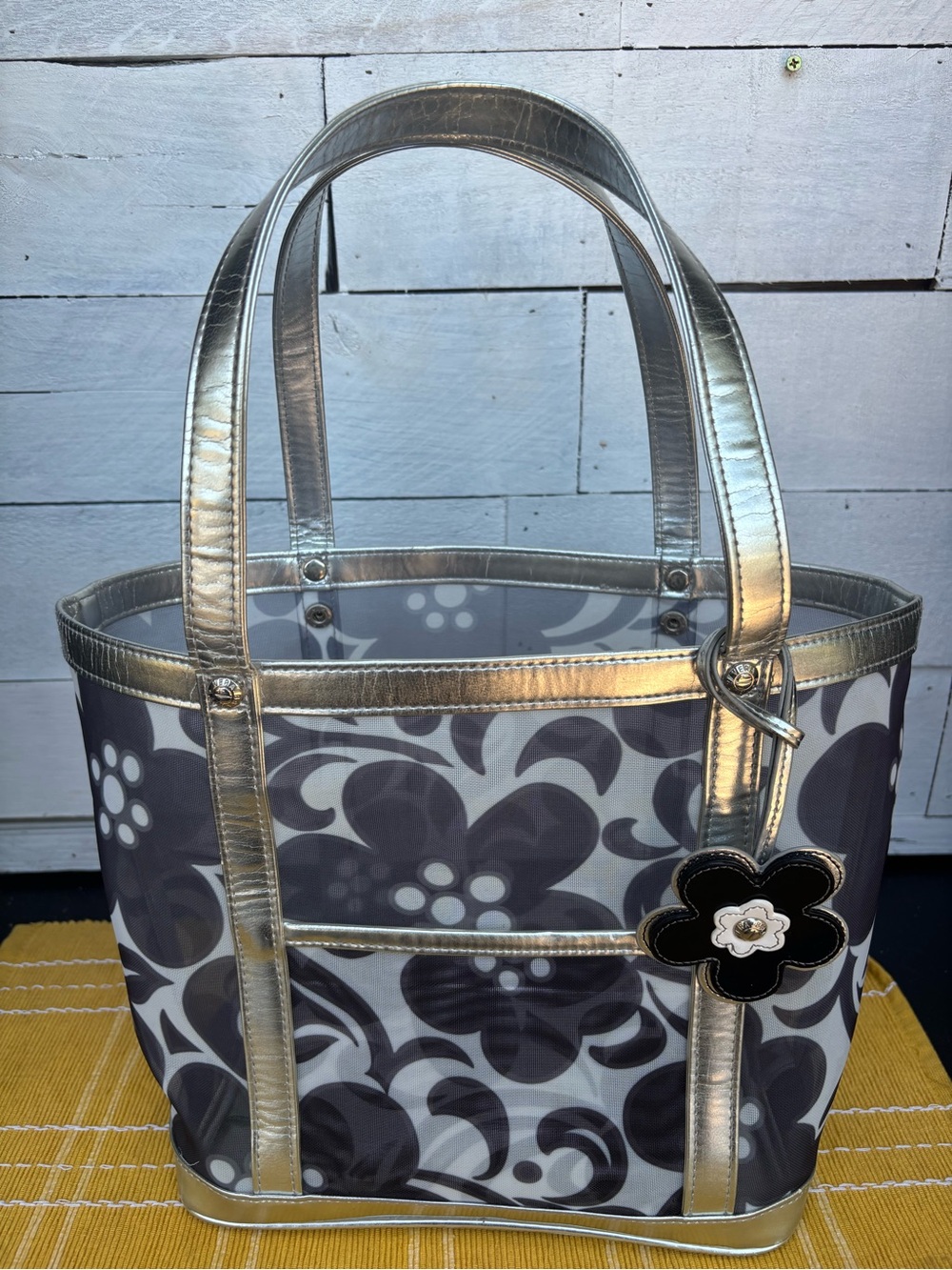 Vera Bradley Silver and Gray Floral Tote